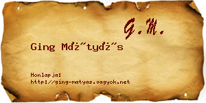 Ging Mátyás névjegykártya